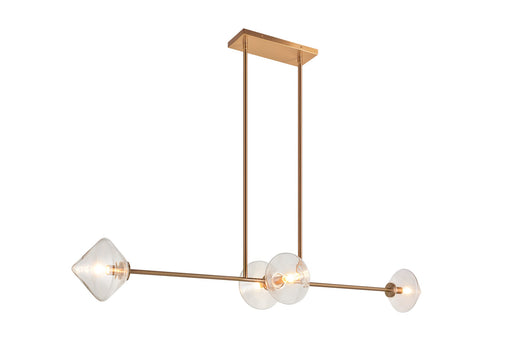 Novo 47.5" 4-Light Linear Chandelier in Aged Gold Brass