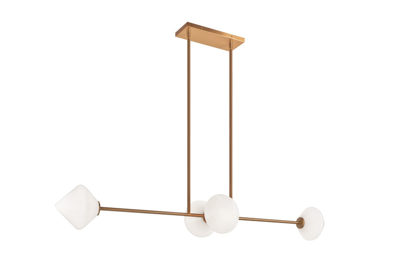 Novo 47.5" 4-Light Linear Chandelier in Aged Gold Brass