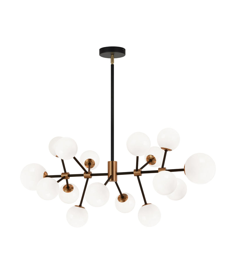 Novu 16-Light Linear Chandelier in Aged Gold Brass