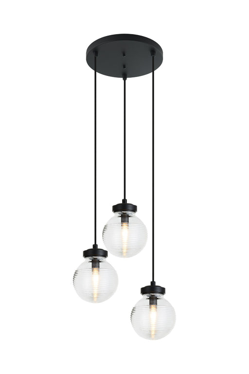 Ridge 3-Light Pendant in Matte Black
