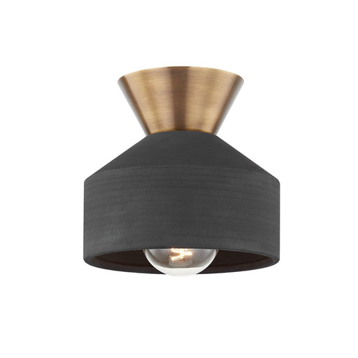Covina Flush Mount in Patina Brass / Ceramic Black