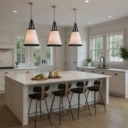 Callahan 4 Light 18" Pendant in Polished Nickel in a room setting