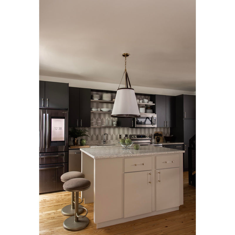 Callahan 6 Light 21" Pendant in Luxe Gold in a room setting