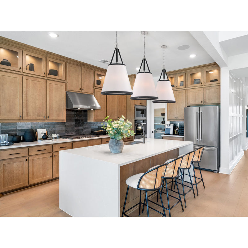 Callahan 6 Light 21" Pendant in Polished Nickel in a room setting