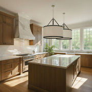 Callahan 8 Light 28" Pendant in Polished Nickel in a room setting