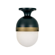 Capsule 1 Light 8" Outdoor Semi Flush Mount in Matte Black + Textured Gold