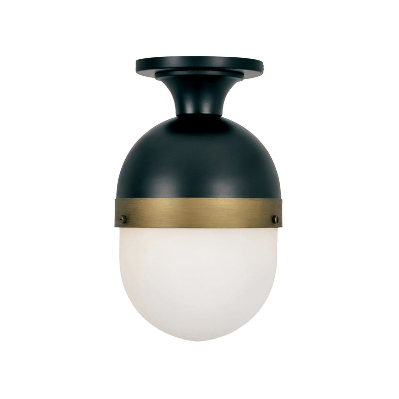Capsule 1 Light 8" Outdoor Semi Flush Mount in Matte Black + Textured Gold