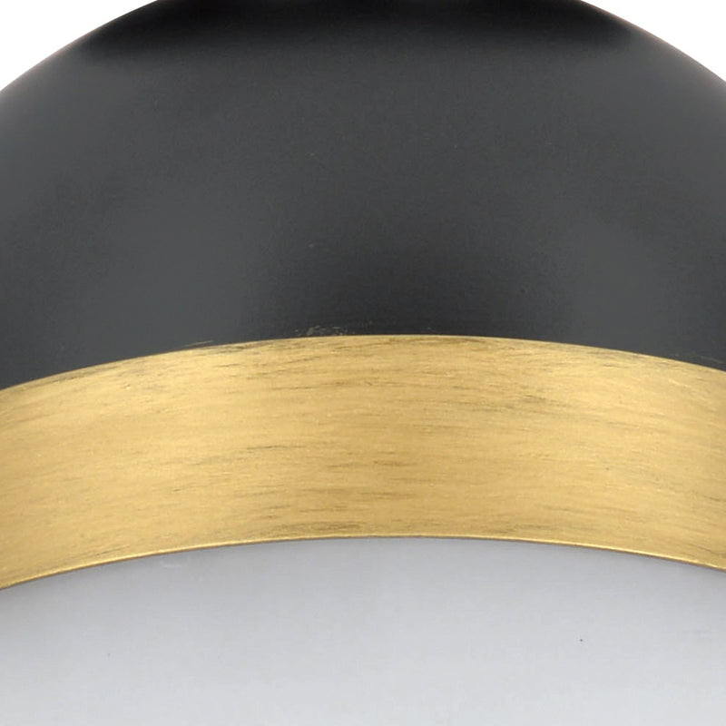 Capsule 1 Light 8" Outdoor Semi Flush Mount in Matte Black + Textured Gold