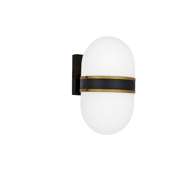 Capsule 1 Light 6" Outdoor Sconce in Matte Black + Textured Gold