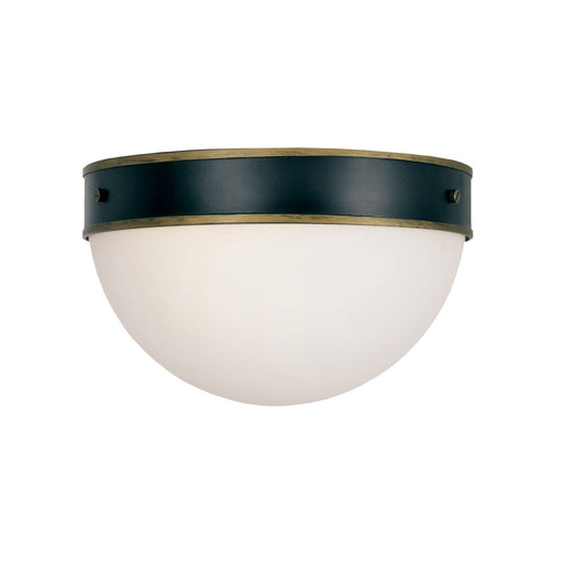 Capsule 2 Light 12" Outdoor Flush Mount in Matte Black + Textured Gold