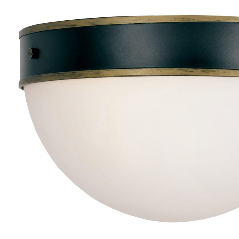 Capsule 2 Light 12" Outdoor Flush Mount in Matte Black + Textured Gold