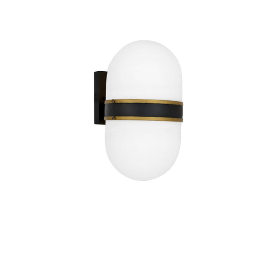 Capsule 2 Light 8" Outdoor Sconce in Matte Black + Textured Gold