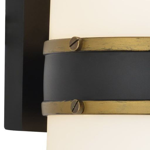 Capsule 2 Light 8" Outdoor Sconce in Matte Black + Textured Gold