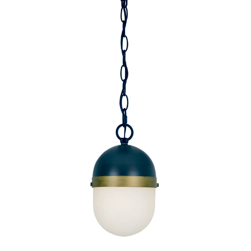 Capsule 3 Light 12.25" Outdoor Pendant in Matte Black + Textured Gold