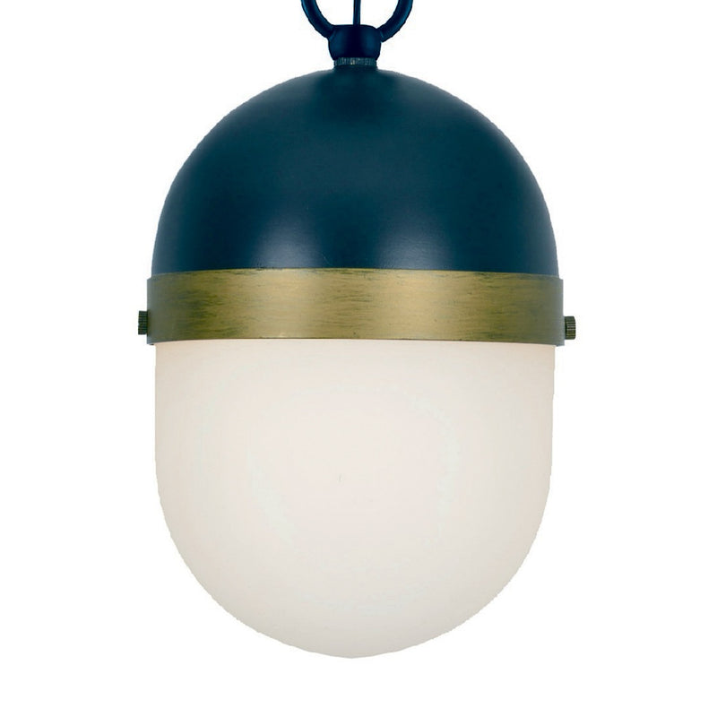 Capsule 3 Light 12.25" Outdoor Pendant in Matte Black + Textured Gold