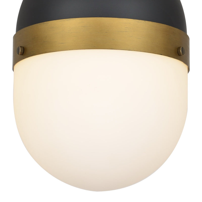 Capsule 1 Light 8" Outdoor Pendant in Matte Black + Textured Gold