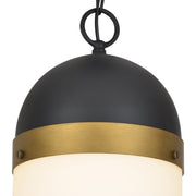 Capsule 1 Light 8" Outdoor Pendant in Matte Black + Textured Gold