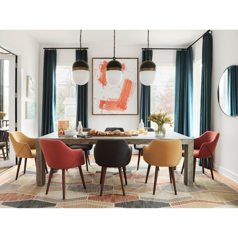 Capsule 1 Light 8" Outdoor Pendant in Matte Black + Textured Gold in a room setting