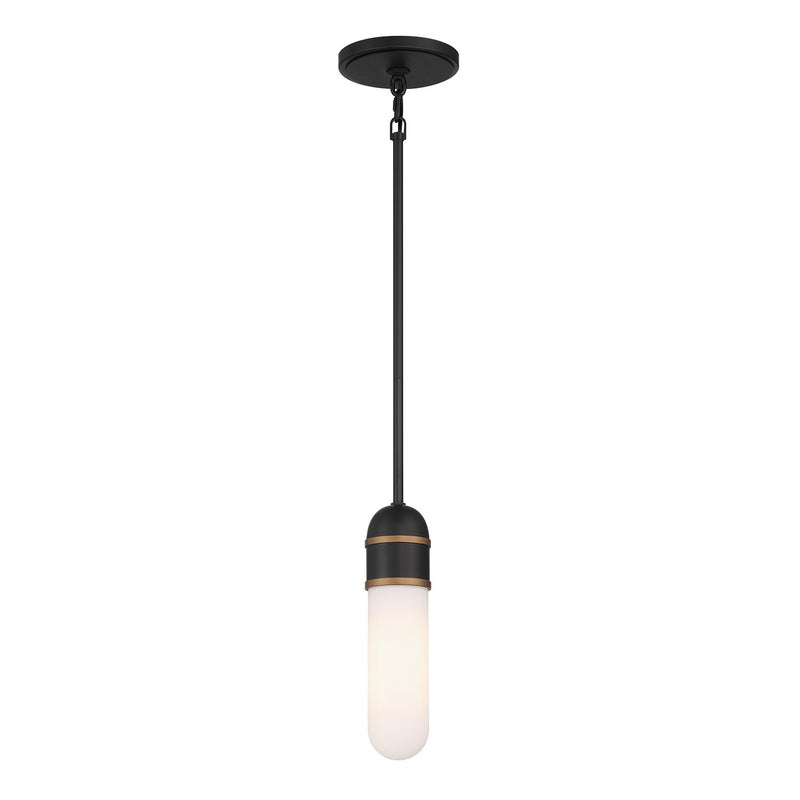 Capsule 1 Light 3.25" LED Pendant in Matte Black + Textured Gold