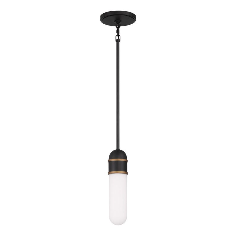 Capsule 1 Light 3.25" LED Pendant in Matte Black + Textured Gold