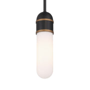 Capsule 1 Light 3.25" LED Pendant in Matte Black + Textured Gold
