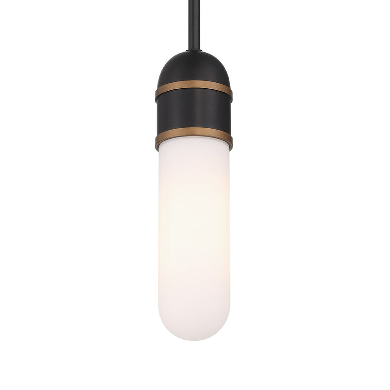 Capsule 1 Light 3.25" LED Pendant in Matte Black + Textured Gold