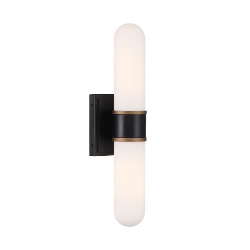 Capsule 2 Light 18.5" LED Sconce in Matte Black + Textured Gold