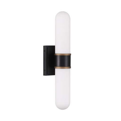 Capsule 2 Light 18.5" LED Sconce in Matte Black + Textured Gold