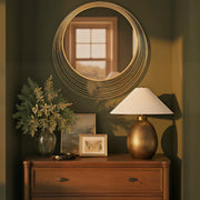 Cecile 34.75" Mirror in Antique Gold in a room setting