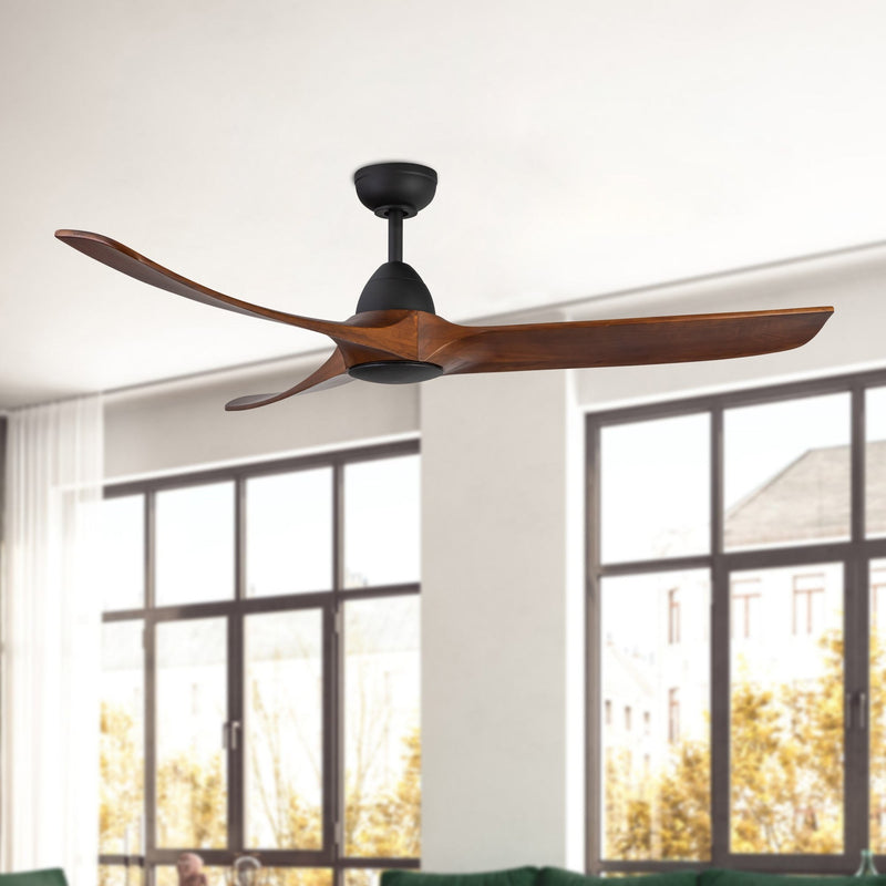 Baylor 60" Ceiling Fan in Matte Black/Natural Wood