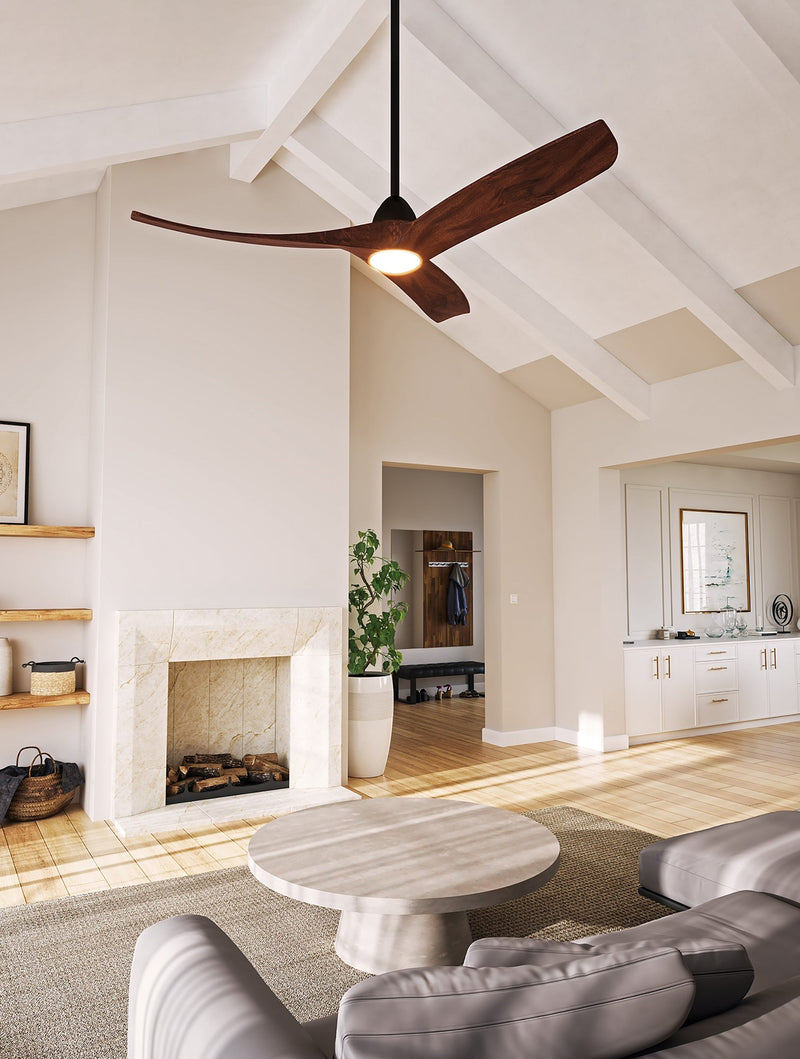 Baylor 60" Ceiling Fan with LED Light in Matte Black/Natural Wood