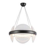 Taurus 22" Pendant in Urban Bronze/Clear Ribbed Glass