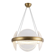 Taurus 22" Pendant in Vintage Brass/Clear Ribbed Glass