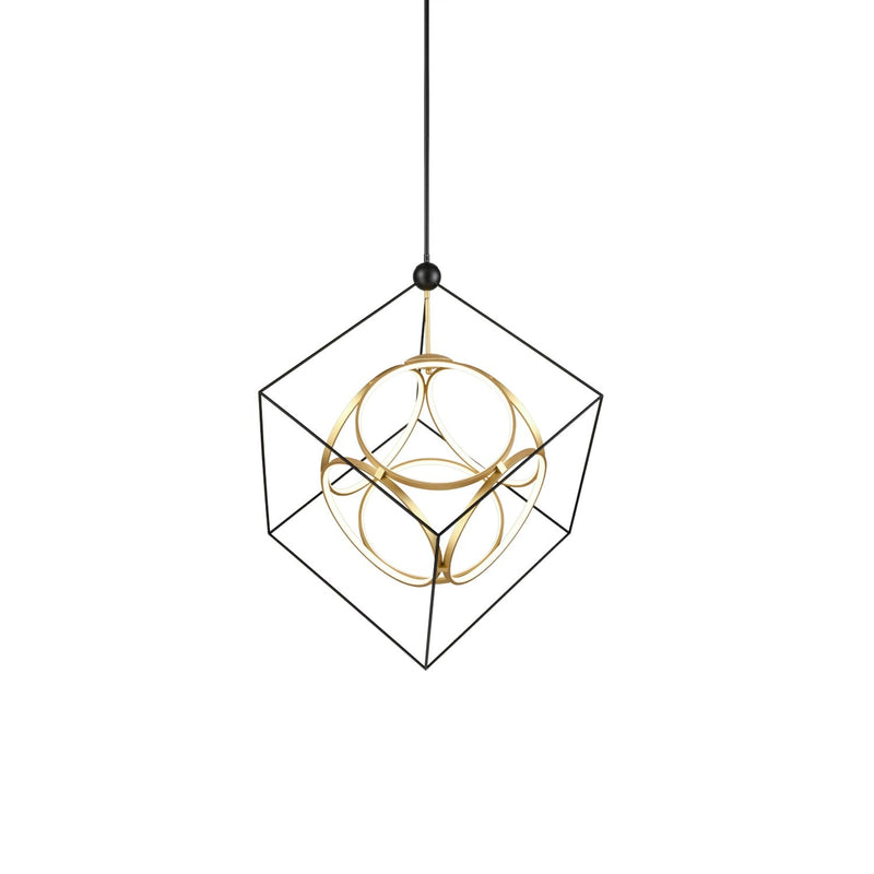 Monza 34" Pendant in Black/Antique Brass