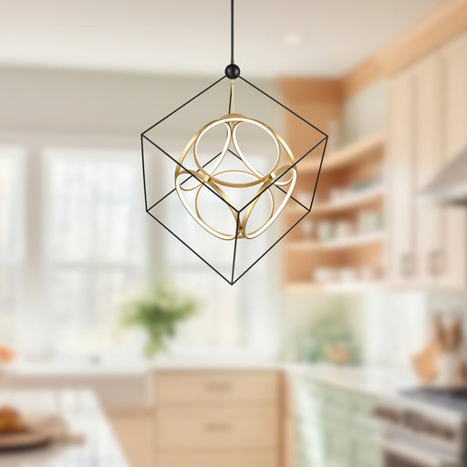 Monza 34" Pendant in Black/Antique Brass