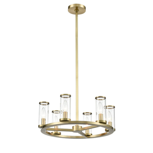 Revolve 19" 6-Light Pendant in Clear Glass/Natural Brass