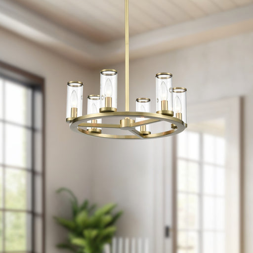 Revolve 19" 6-Light Pendant in Clear Glass/Natural Brass