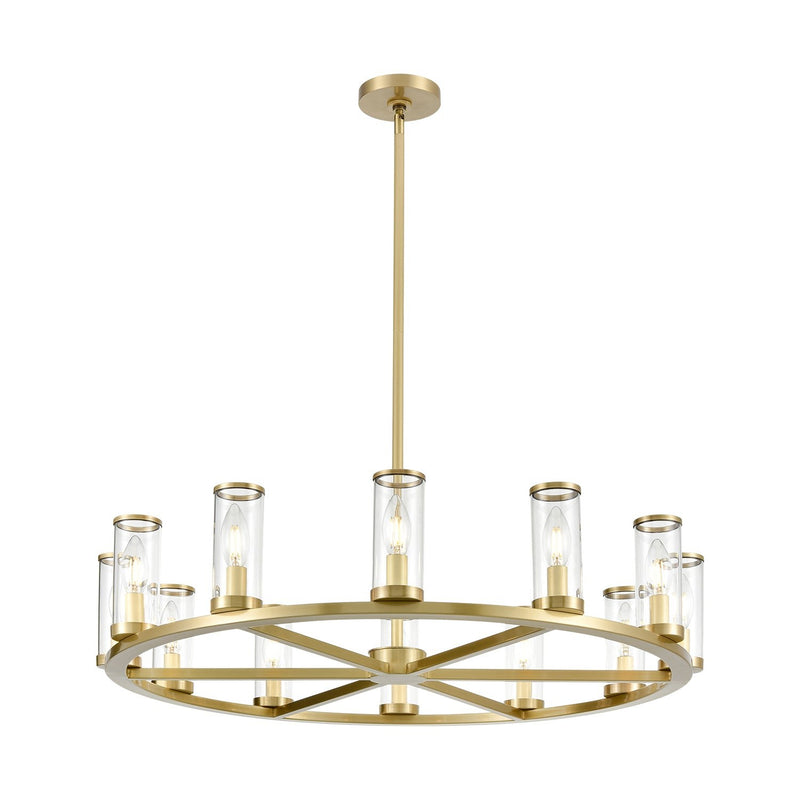 Revolve 33" 12-Light Pendant in Clear Glass/Natural Brass