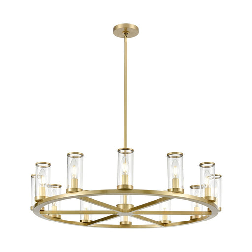 Revolve 33" 12-Light Pendant in Clear Glass/Natural Brass