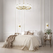 Revolve 33" 12-Light Pendant in Clear Glass/Natural Brass