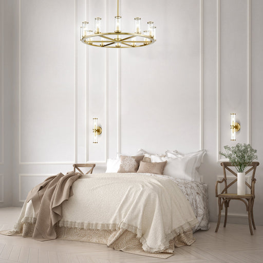 Revolve 33" 12-Light Pendant in Clear Glass/Natural Brass