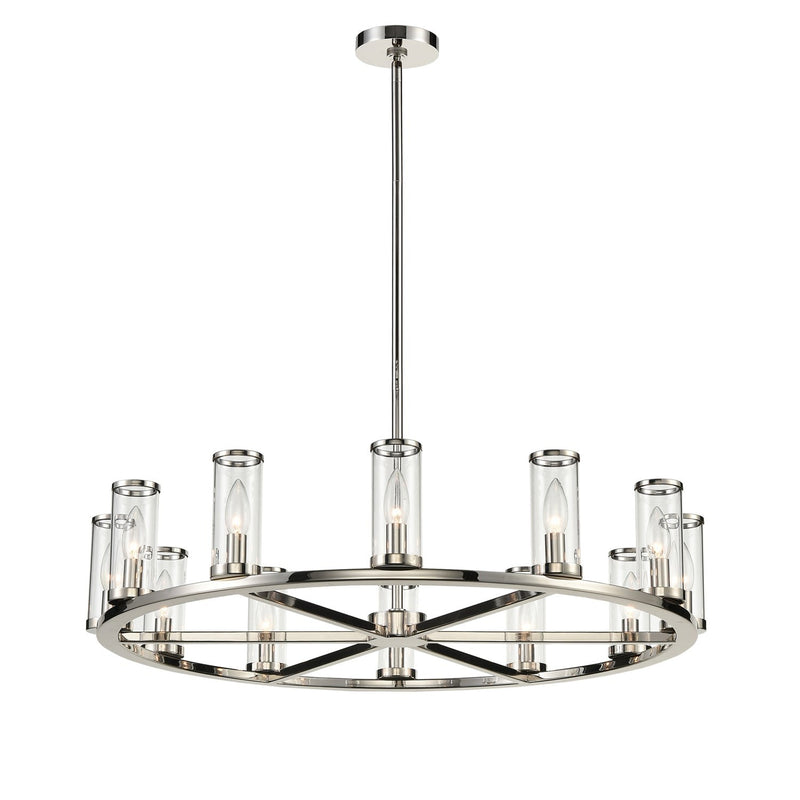 Revolve 33" 12-Light Pendant in Clear Glass/Polished Nickel