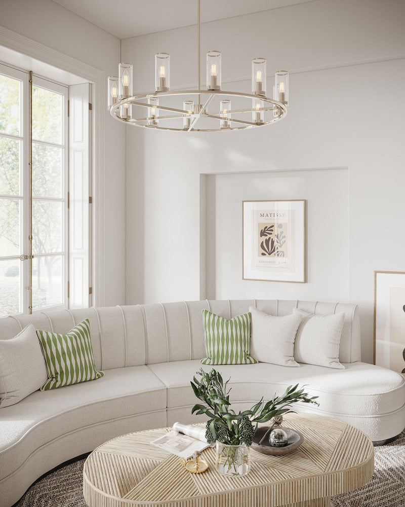 Revolve 33" 12-Light Pendant in Clear Glass/Polished Nickel