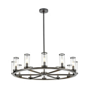 Revolve 33" 12-Light Pendant in Clear Glass/Urban Bronze