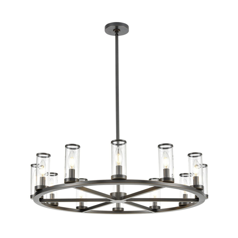 Revolve 33" 12-Light Pendant in Clear Glass/Urban Bronze