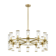 Revolve 33" 24-Light Pendant in Clear Glass/Natural Brass