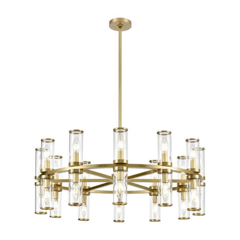 Revolve 33" 24-Light Pendant in Clear Glass/Natural Brass