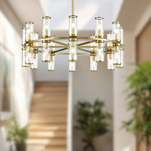 Revolve 33" 24-Light Pendant in Clear Glass/Natural Brass