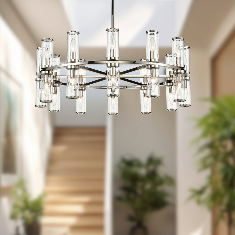 Revolve 33" 24-Light Pendant in Clear Glass/Polished Nickel