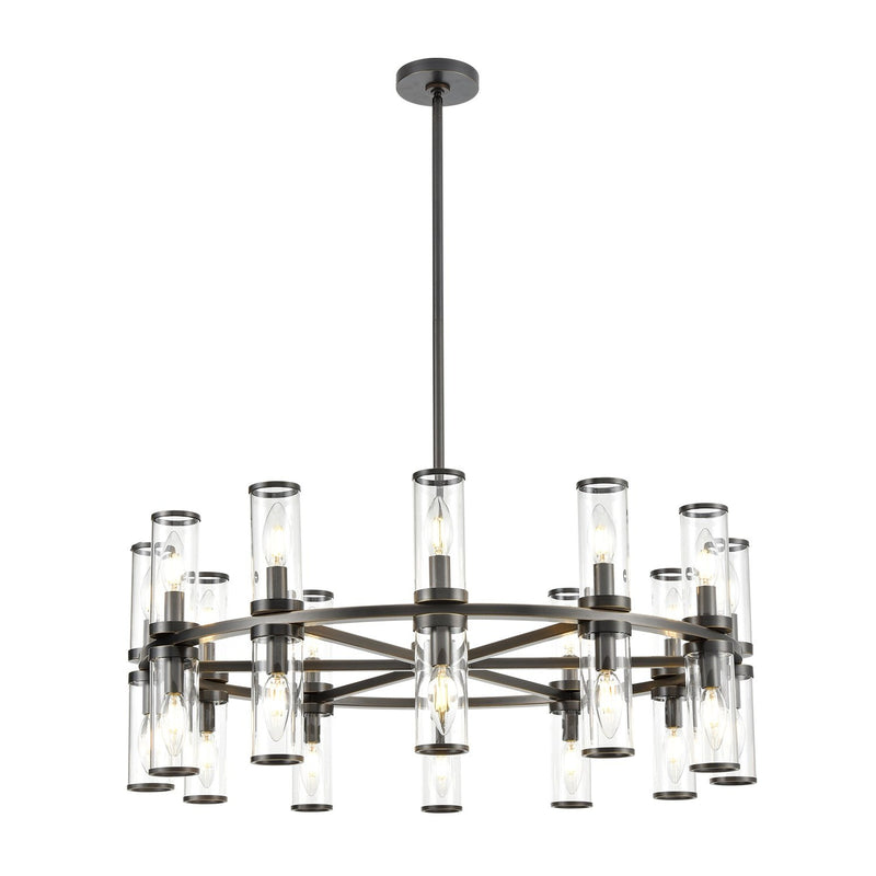 Revolve 33" 24-Light Pendant in Clear Glass/Urban Bronze